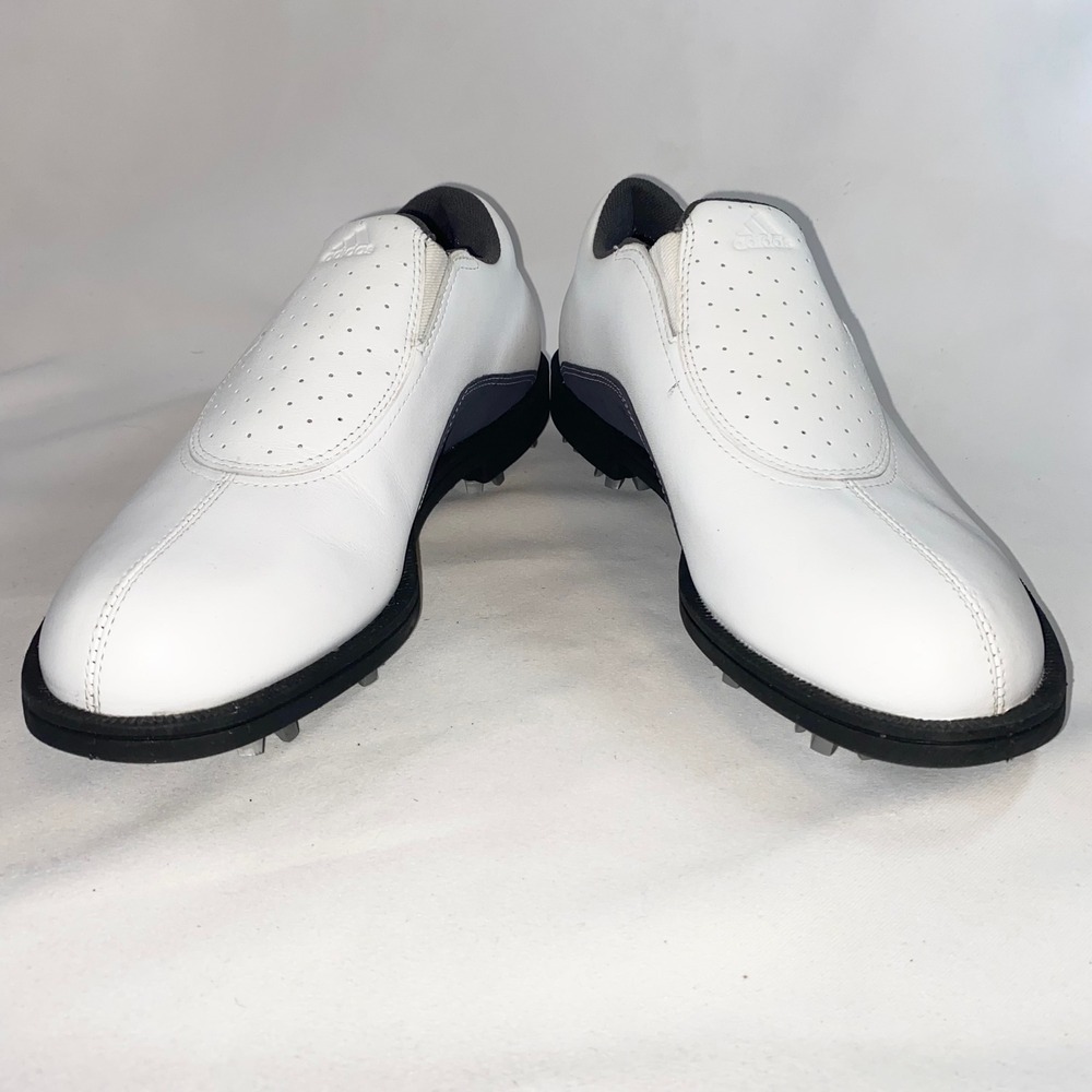 Adidas Slip On Golf Shoes White Grey Cleated Leather 679281‎ Womens Size 6 - Picture 7 of 14